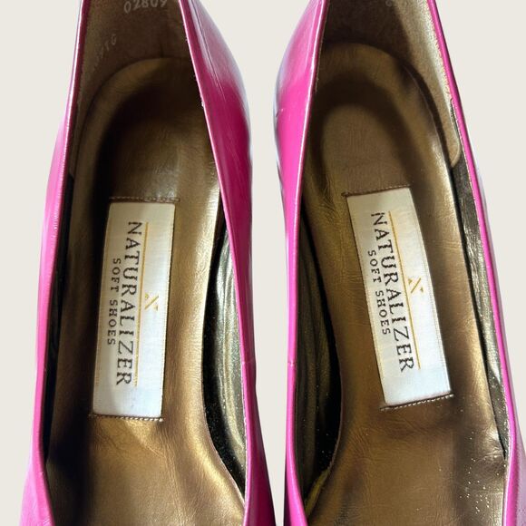 Naturalizer Hot Pink Leather Pumps 80s/90s Vintage Soft Shoes, Size 6.5 - Picture 8 of 10